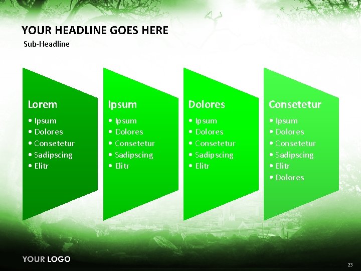 YOUR HEADLINE GOES HERE Sub-Headline Lorem Ipsum Dolores Consetetur • Ipsum • Dolores •