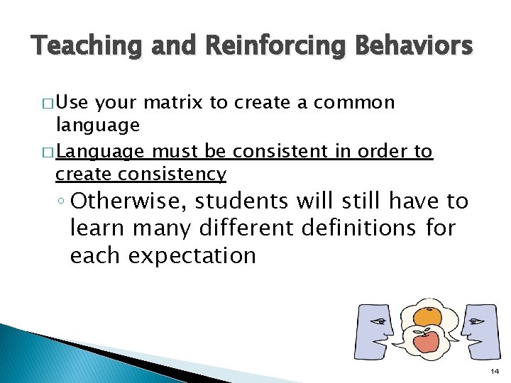 Teaching and Reinforcing Behaviors � Use your matrix to create a common language �