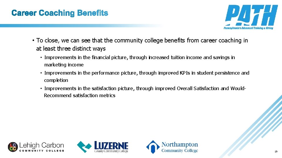  • To close, we can see that the community college benefits from career