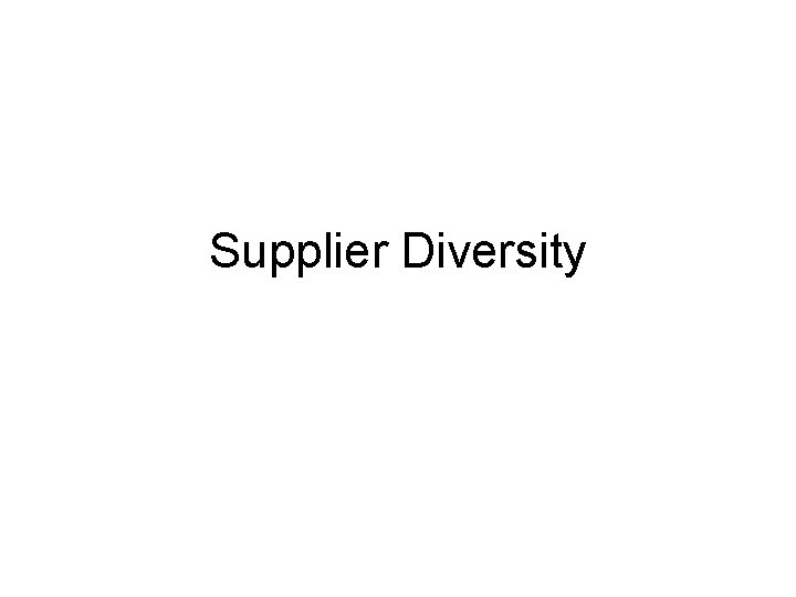 Supplier Diversity 