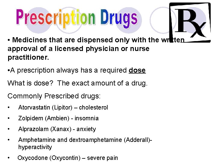  • Medicines that are dispensed only with the written approval of a licensed