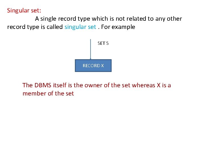 Singular set: A single record type which is not related to any other record