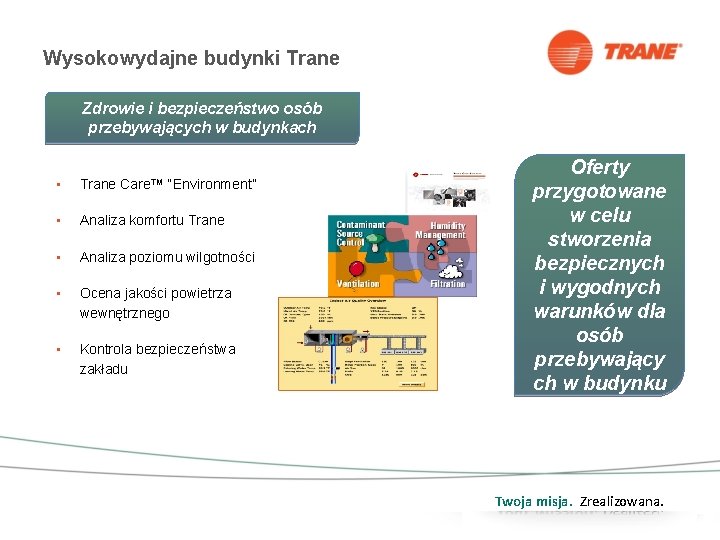 Wysokowydajne budynki Trane Zdrowie i bezpieczeństwo osób przebywających w budynkach • Trane Care™ “Environment”