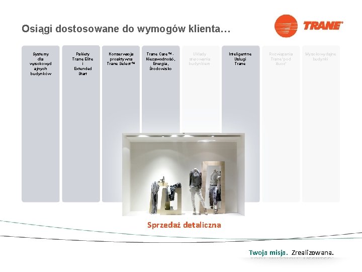 Osiągi dostosowane do wymogów klienta… Systemy dla wysokowyd ajnych budynków Pakiety Trane Elite i