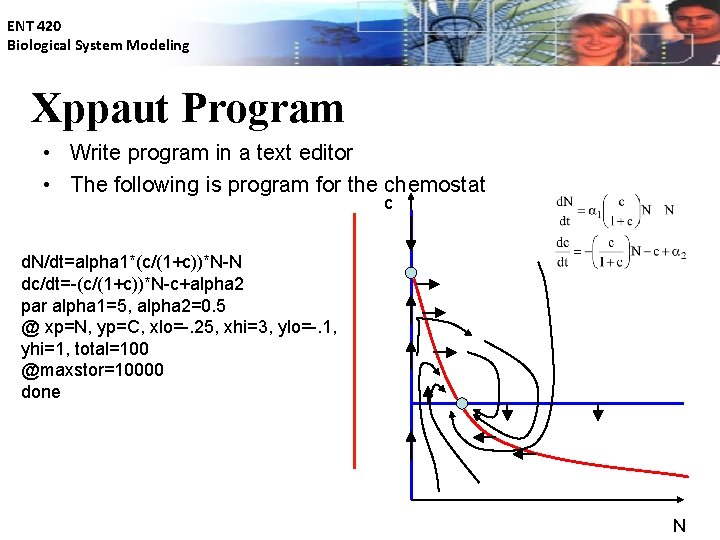 ENT 420 Biological System Modeling Xppaut Program • Write program in a text editor