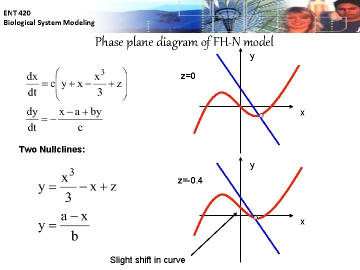 ENT 420 Biological System Modeling Phase plane diagram of FH-N model y z=0 x
