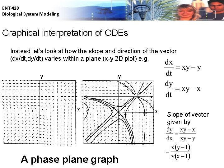 ENT 420 Biological System Modeling Graphical interpretation of ODEs Instead let’s look at how