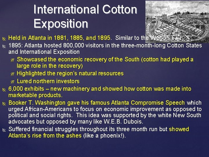 International Cotton Exposition Held in Atlanta in 1881, 1885, and 1895. Similar to the