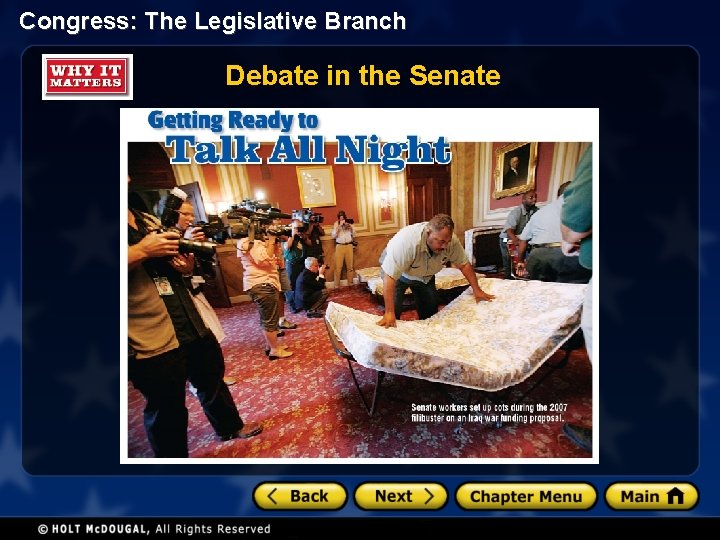 Congress: The Legislative Branch Debate in the Senate 