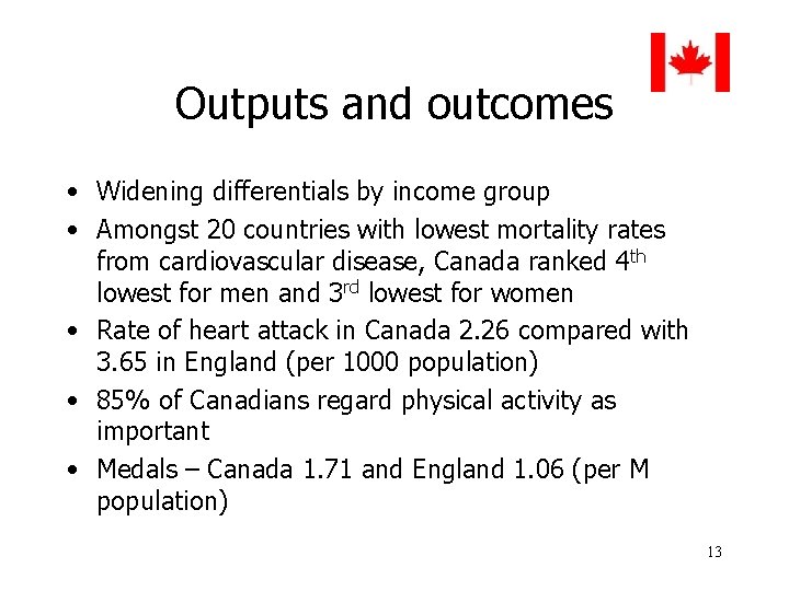 Outputs and outcomes • Widening differentials by income group • Amongst 20 countries with