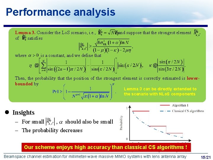 Performance analysis Lemma 3. Consider the Lo. S scenario, i. e. , of satisfies