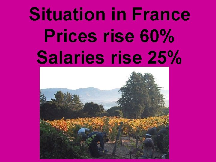 Situation in France Prices rise 60% Salaries rise 25% 