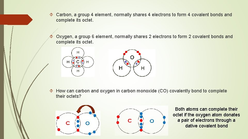  Carbon, a group 4 element, normally shares 4 electrons to form 4 covalent