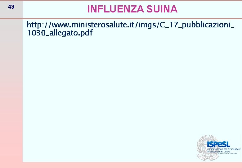 43 INFLUENZA SUINA http: //www. ministerosalute. it/imgs/C_17_pubblicazioni_ 1030_allegato. pdf 