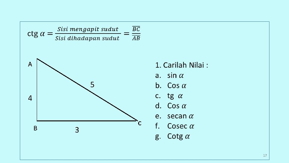 A 5 4 B 3 c 17 