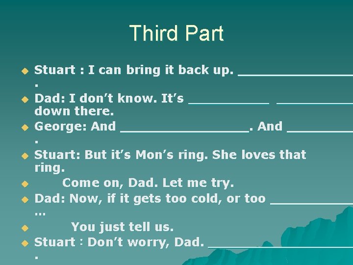 Third Part u u u u Stuart : I can bring it back up.