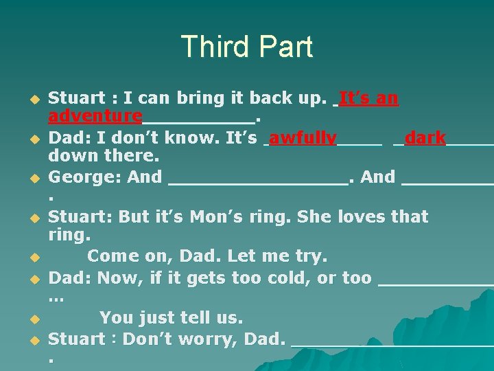 Third Part u u u u Stuart : I can bring it back up.