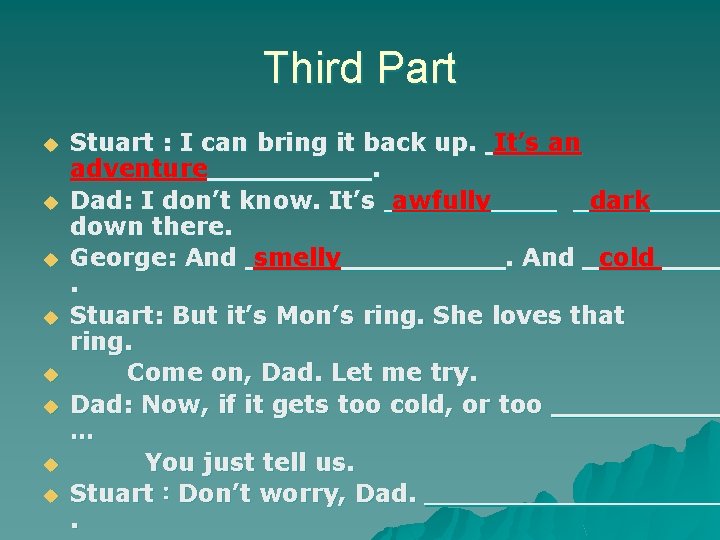 Third Part u u u u Stuart : I can bring it back up.