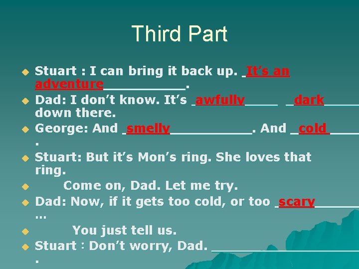 Third Part u u u u Stuart : I can bring it back up.
