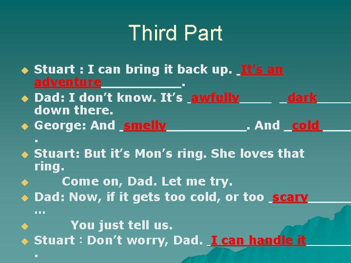 Third Part u u u u Stuart : I can bring it back up.