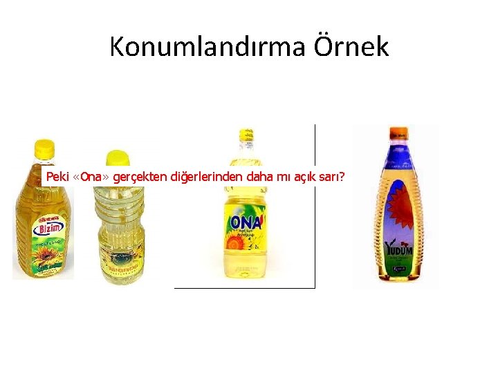 Konumlandırma Örnek Açık sarı? Peki «Ona» gerçekten diğerlerinden daha mı açık sarı? 