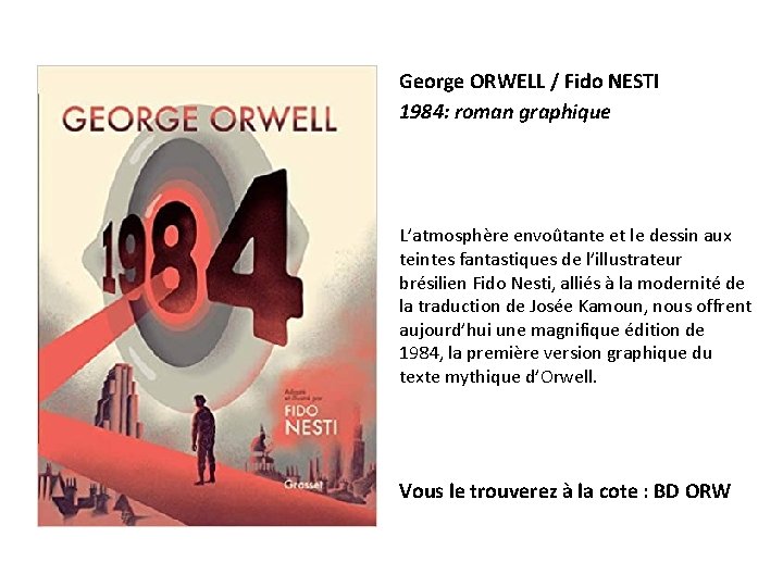 George ORWELL / Fido NESTI 1984: roman graphique L’atmosphère envoûtante et le dessin aux