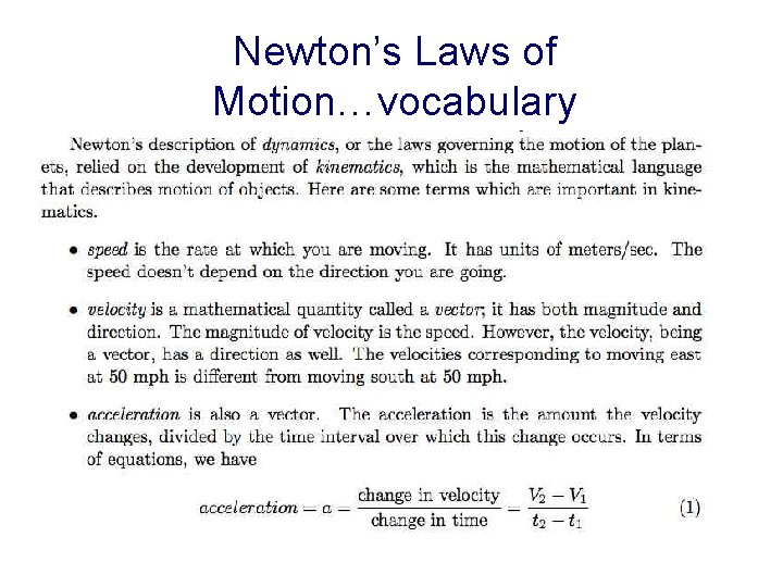 Newton’s Laws of Motion…vocabulary 