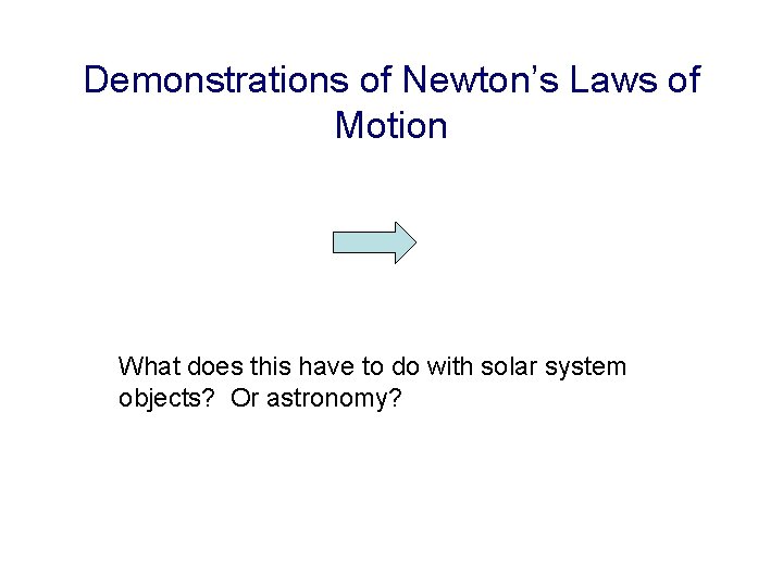 Demonstrations of Newton’s Laws of Motion What does this have to do with solar