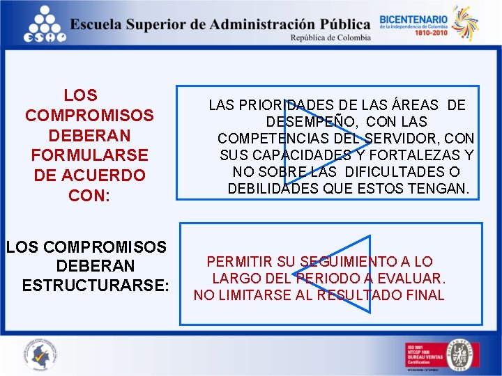 LOS COMPROMISOS DEBERAN FORMULARSE DE ACUERDO CON: LOS COMPROMISOS DEBERAN ESTRUCTURARSE: LAS PRIORIDADES DE