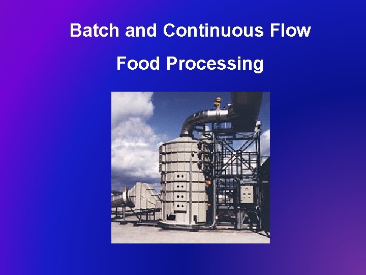 Batch and Continuous Flow Food Processing 