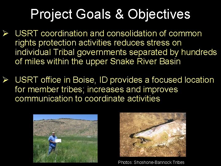 Project Goals & Objectives Ø USRT coordination and consolidation of common rights protection activities