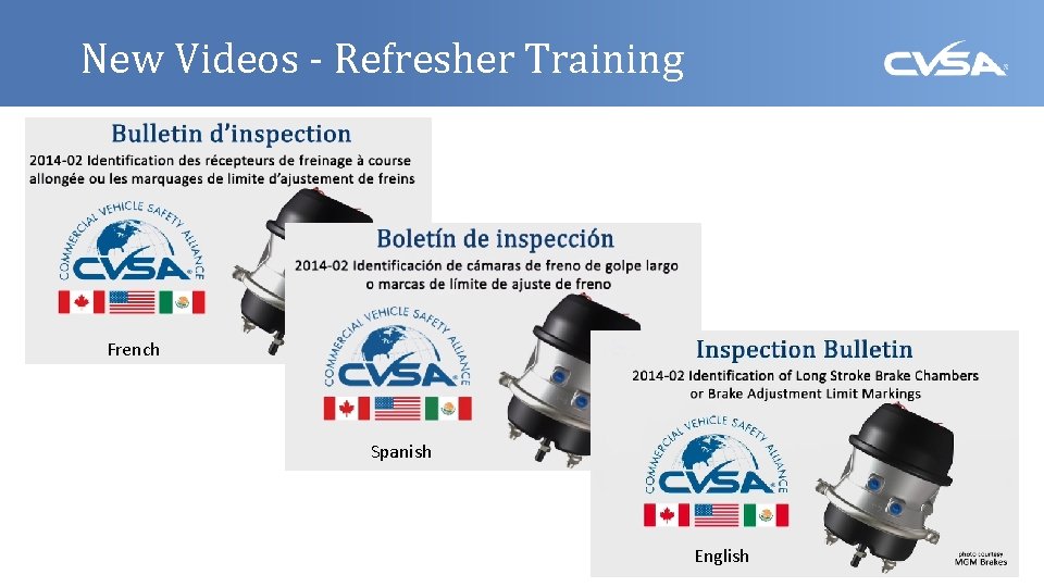New Videos - Refresher Training French Spanish English 