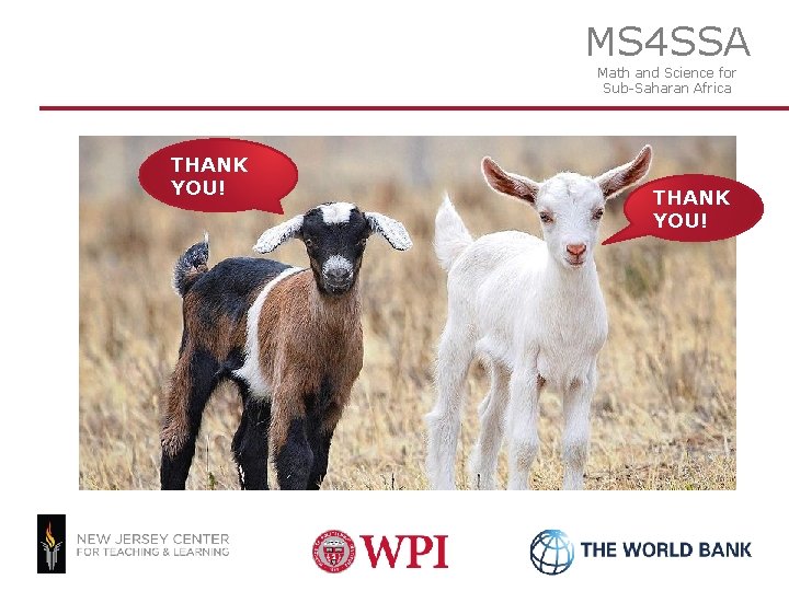 MS 4 SSA Math and Science for Sub-Saharan Africa THANK YOU! Worcester Polytechnic Institute