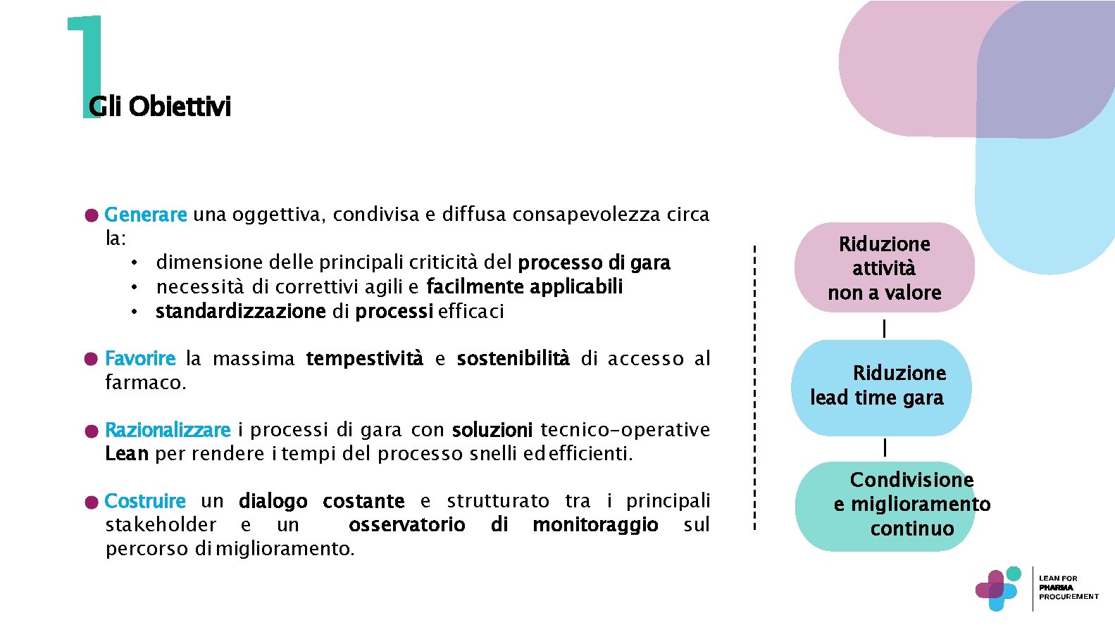 1 Gli Obiettivi Generare una oggettiva, condivisa e diffusa consapevolezza circa la: • dimensione