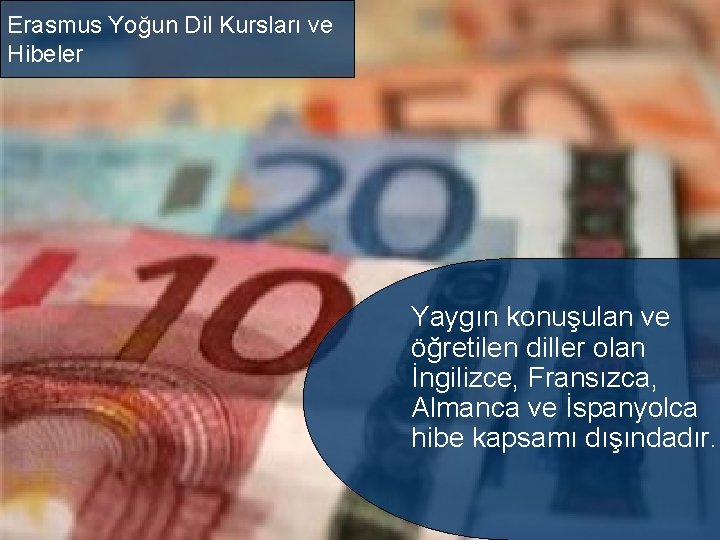 Erasmus Yoğun Dil Kursları ve Hibeler Yaygın konuşulan ve öğretilen diller olan İngilizce, Fransızca,