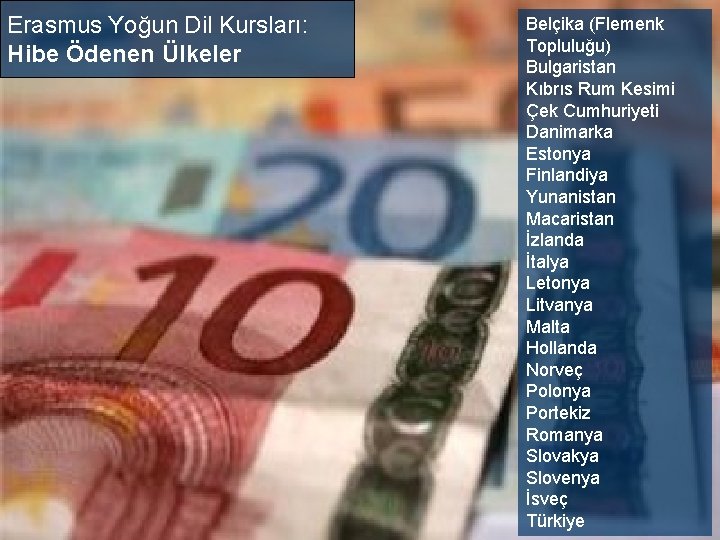 Erasmus Yoğun Dil Kursları: Hibe Ödenen Ülkeler Belçika (Flemenk Topluluğu) Bulgaristan Kıbrıs Rum Kesimi