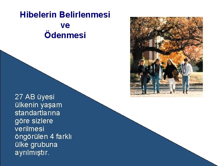 Hibelerin Belirlenmesi ve Ödenmesi 27 AB üyesi ülkenin yaşam standartlarına göre sizlere verilmesi öngörülen