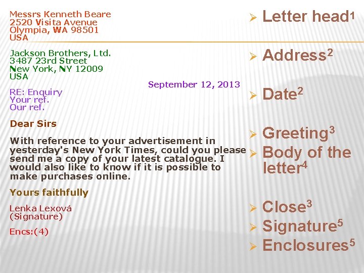 Messrs Kenneth Beare 2520 Visita Avenue Olympia, WA 98501 USA Ø Letter head 1