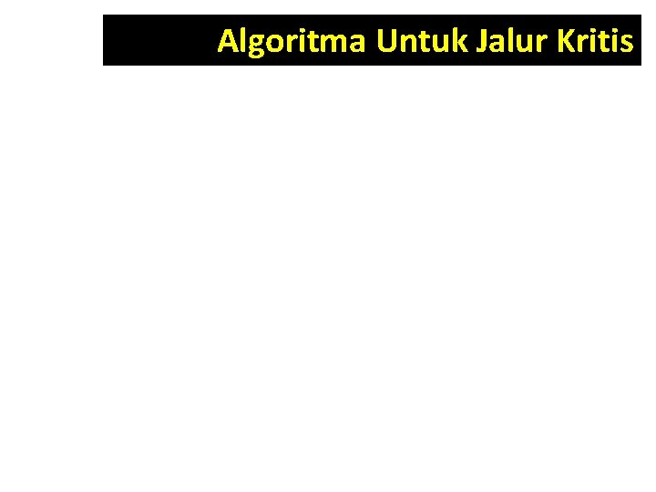 Algoritma Untuk Jalur Kritis 