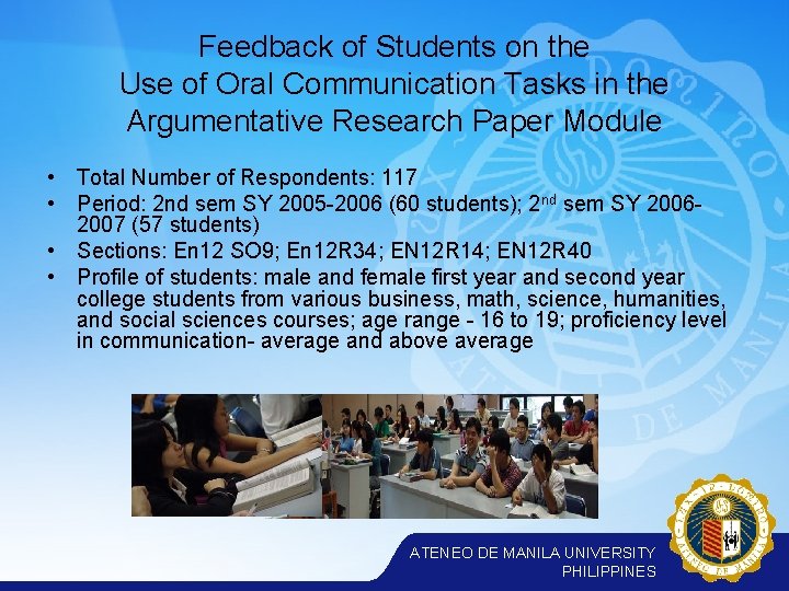 Feedback of Students on the Use of Oral Communication Tasks in the Argumentative Research