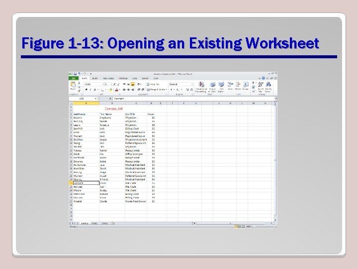 Figure 1 -13: Opening an Existing Worksheet 