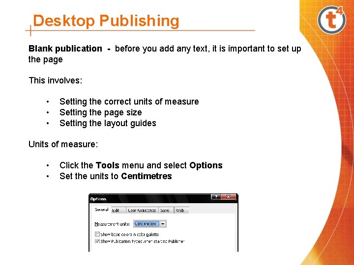 Desktop Publishing Blank publication - before you add any text, it is important to