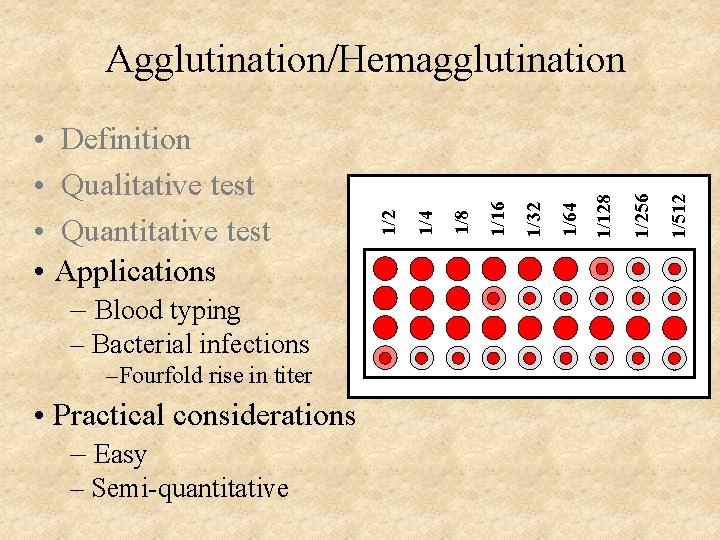 – Bacterial infections –Fourfold rise in titer • Practical considerations – Easy – Semi-quantitative