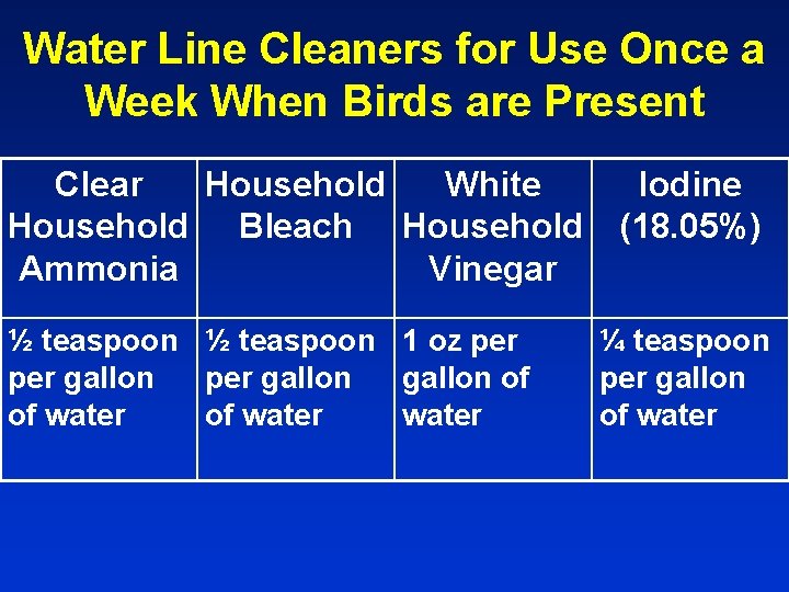 Water Line Cleaners for Use Once a Week When Birds are Present Clear Household