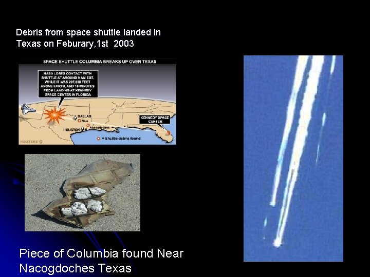 Debris from space shuttle landed in Texas on Feburary, 1 st 2003 Piece of