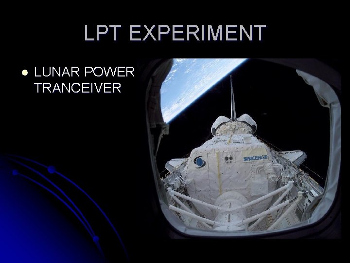 LPT EXPERIMENT l LUNAR POWER TRANCEIVER 