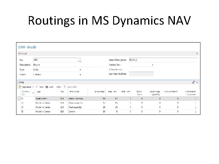 Routings in MS Dynamics NAV 