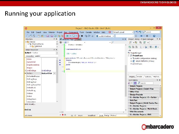 EMBARCADERO TECHNOLOGIES Running your application 