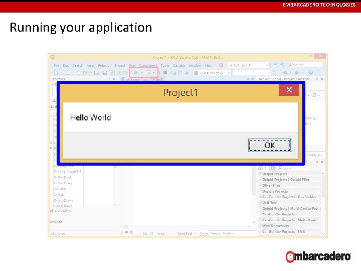 EMBARCADERO TECHNOLOGIES Running your application 