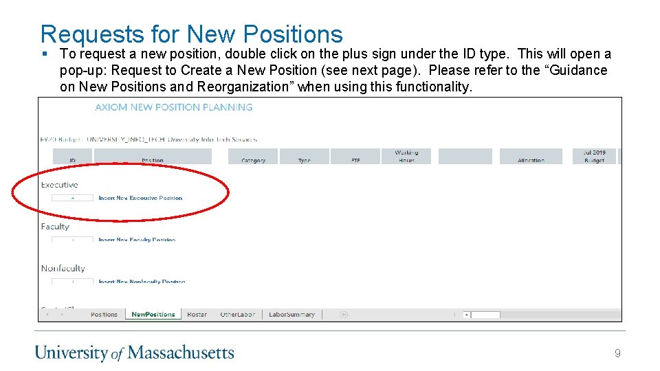 Requests for New Positions § To request a new position, double click on the